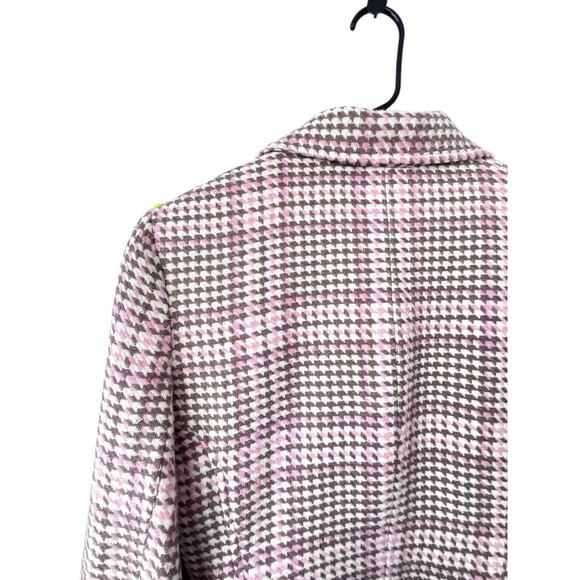 Pink Houndstooth Peacoat Jacket Women’s 14 Double Breasted Retro Y2K Mod - Picture 8 of 10